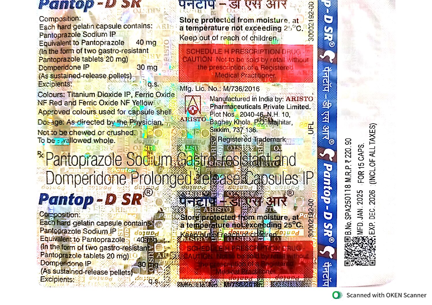 PANTOP DSR  PANTOPRAZOLE SODIUM GASTRO_RESISTANT & DOMPERIDONE PROLONGED _RELEASE